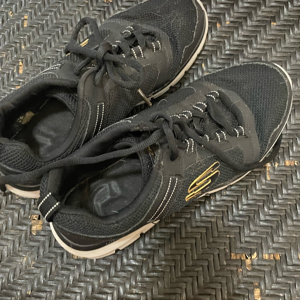 Skechers Black Sneakers with Gold Detail